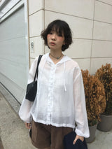 アモン フリル フーデッド ブラウス(2color)
