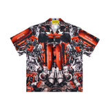 [UNISEX] オートモバイルパーツキャンプカラープリントシャツ（レッド）
