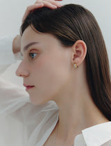 26SS★ Champagne Full Moon Silver (C) Duo Earrings S