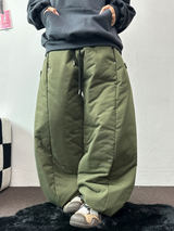 ヒーターパディング❤スナップオーバーロングパンツ 🩶🖤💚3COLOR