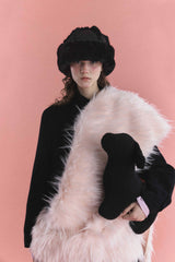 FUR TOQUE HAT IN SUEDE BLACK