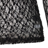 8287 Pierced Sheer Lace Long Sleeve Top (Black)