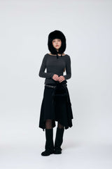 MUREN SHIRRING TOP / CHARCOAL