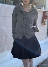 TOGGLE HOOD KNIT CARDIGAN