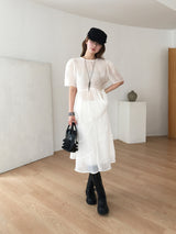 Ripple chiffon midi skirt