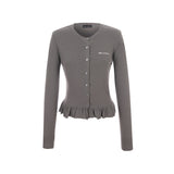 Frilling knit cardigan 003
