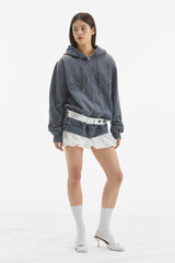 BUBBLE HEM MINI SKIRT / WHITE