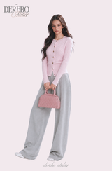Baby Pink Cable Knit Cardigan