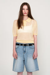 SEE-THROUGH COLLAR HALF KNIT (LEMON)