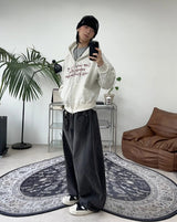 Rough Curved Washed Denim Pants