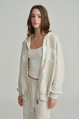 NYC hooded zip-up, Light Melange