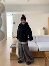 [unisex] サルコットンフードジップアップジャケット