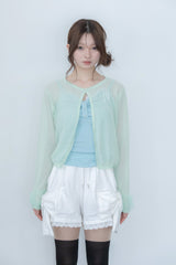 ribbon sleeve cardigan(mint)