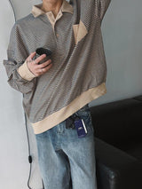 ASCLO エルボーパッチボーダーカラースウェットシャツ (4color)