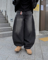 Dot heavy brushed balloon denim pants