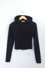 Fingerhole line hooded half zipup