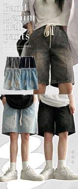 【S-3XL】MELSUWASHING ベンダブルスリットステッチデニムショートパンツ