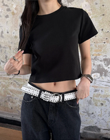 [BASIC ITEM] Basic semi crop t-shirts(4color)