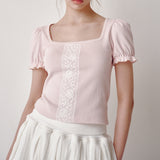 Lace Puff T-shirt (Pink)