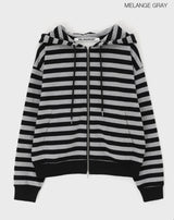 [B-BASIC] Bold Stripe Hooded Zip-up