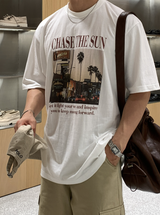 レオデジタル The Sun プリントオーバーフィット半袖Tシャツ