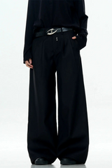 Pleated Rivet Relaxed Dress Trousers