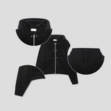 [SET UP가능] Velvet mink crop hood zip up