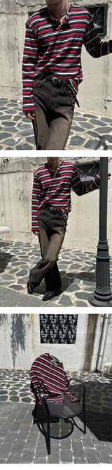 [F/W] マルチストライプヘンリーネックロングスリーブ (3color)