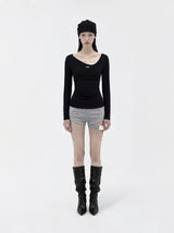 26FW★ [mnem]オフセット レイヤー ティー