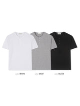 リブ マッスル クロップ ヘンリーネック ショートスリーブ Tシャツ
