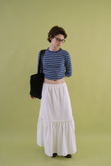 Gather check shirring skirt_ivory