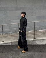 Kale Panel High-Neck Leather Jacket
