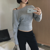 キシュ ラグラン スリムフィット ルーシュド ロングスリーブ Tシャツ ウィズ シンチド ウエスト