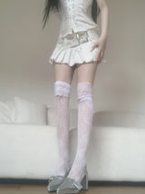 Tussi White Low-Waist Belt Skirt