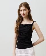 COS TWISTED SHIRRLING TOP / BLACK