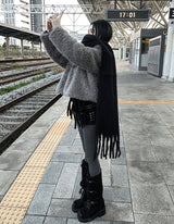 Vintage steel suede long boots