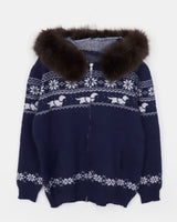 Nua Nordic Fur Two-Way Knit Hood Zip-Up