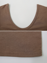 モダルソフトUネッククロップ長袖Tシャツ(3color)