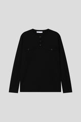 Snap Henley Long Sleeve T-Shirt (3color) (No.1010)