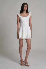 Whipped Frill Lace Dress, White