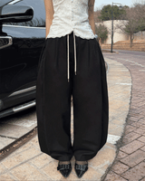 Loosen Path Hem Snap Training Curved Balloon Fit Long Pants (5 colors)