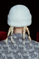 FLOWER FUR BEANIE / IVORY