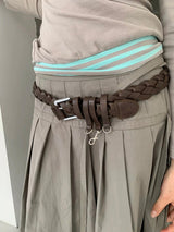 Wide leather chain belt(2c)