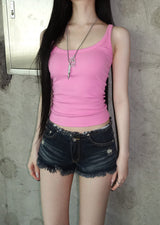 Beach Denim Low-Rise Shorts