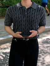Landon pigment cable short-sleeve knit