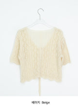 Kowse Openwork Punching Three Quarter Summer Bolero Cardigan