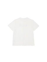 6CRAYON ホワイトボックスフィットTシャツ オフネック クラシックフロックプリント（red logo）