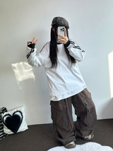 ジッパーカーゴ🤐キーリングカーゴバルーンオーバーパンツ 🧸🧇🩶🖤4カラー
