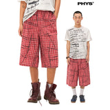 Printed plaid cropped slacks