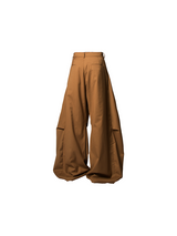 RELABEL Three-dimensional Composition (Lines and Corners) Horizontal And Vertical Combination Of Pleated And Draped Loose-fitting Scimitar Silhouette Suit Trousers